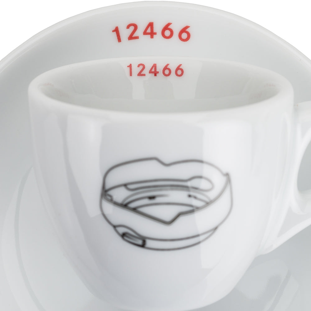 Legendarios parasoles de objetivo - Juego de 4 tazas italianas de porcelana para espresso