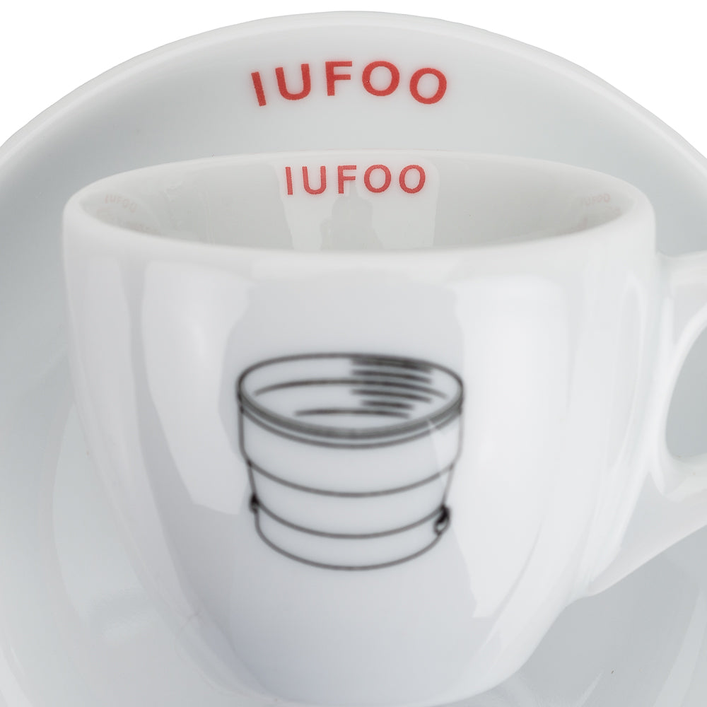 Legendarios parasoles de objetivo - Juego de 4 tazas italianas de porcelana para espresso