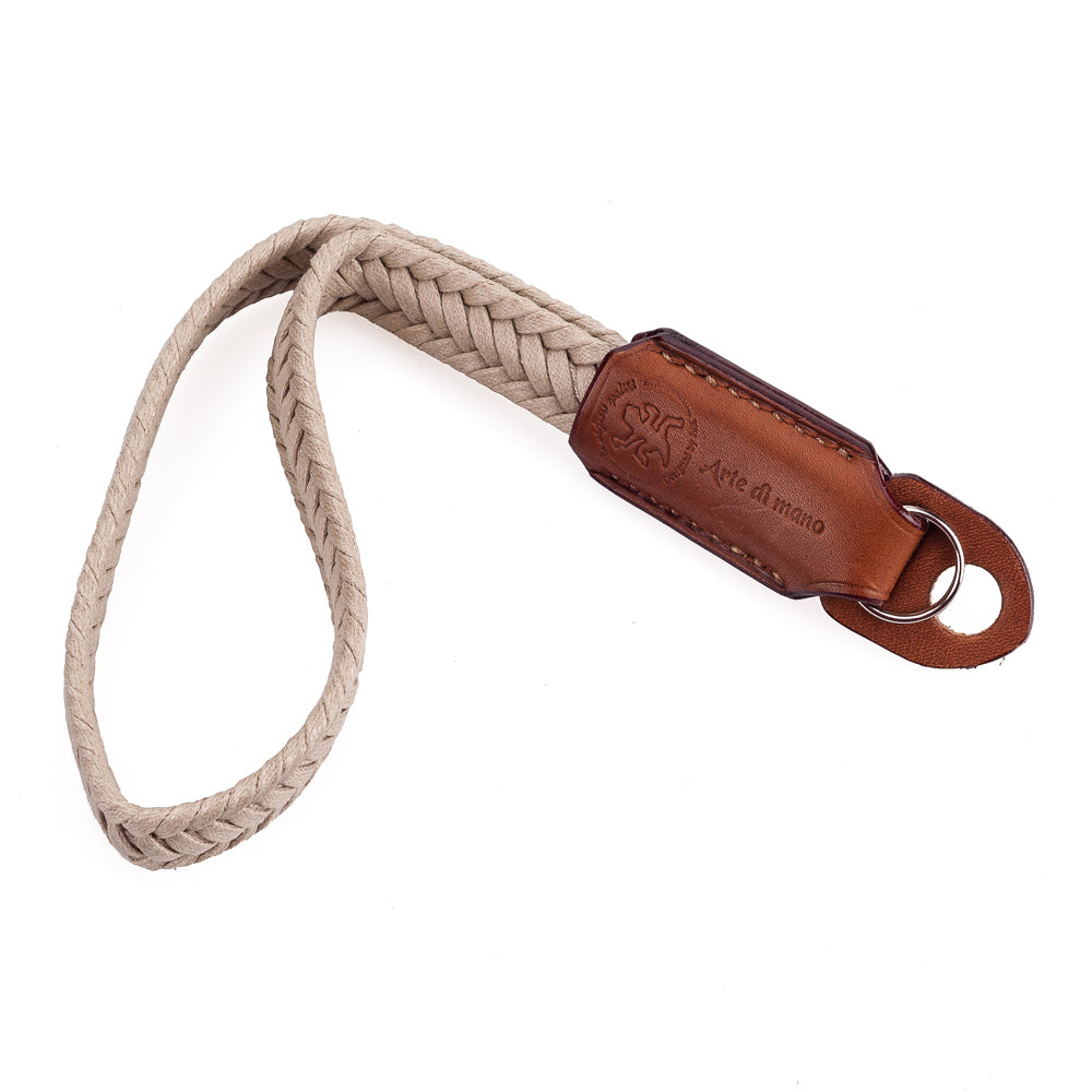 Correa para la mano de algodón encerado Arte di Mano - Algodón beige con detalles de cuero Novonappa Tan