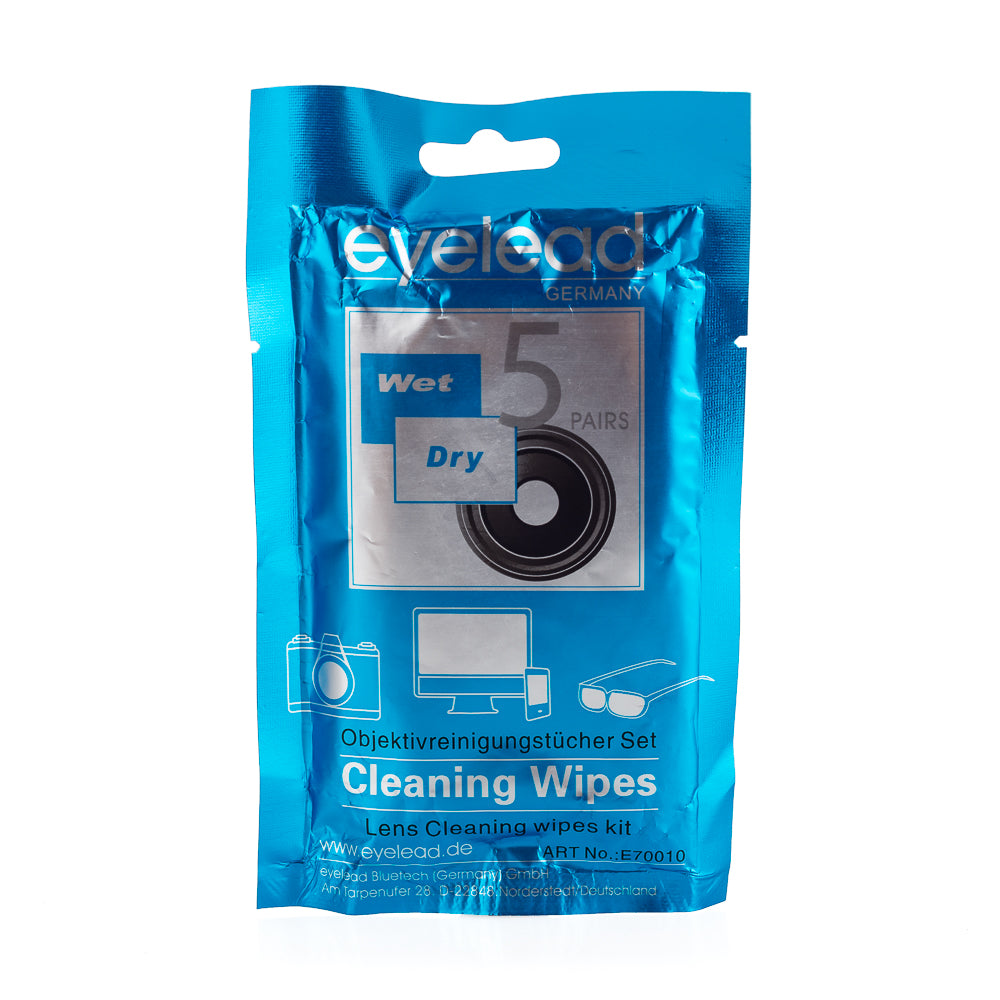 Toallitas Eyelead de 2 pasos para la limpieza de lentes en seco y en húmedo