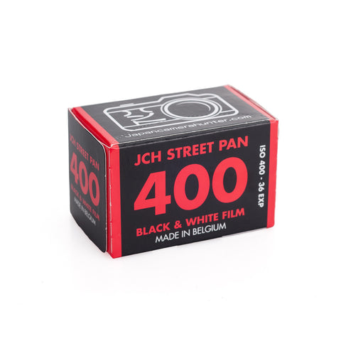 Japan Camera Hunter Street Pan ISO 400 Black & White Film.  Made in Belgium.