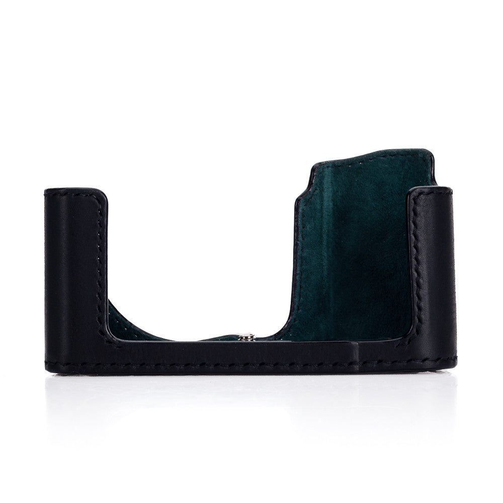 Funda semirrígida Arte di Mano para Leica TL2 - Minerva negra con costuras negras