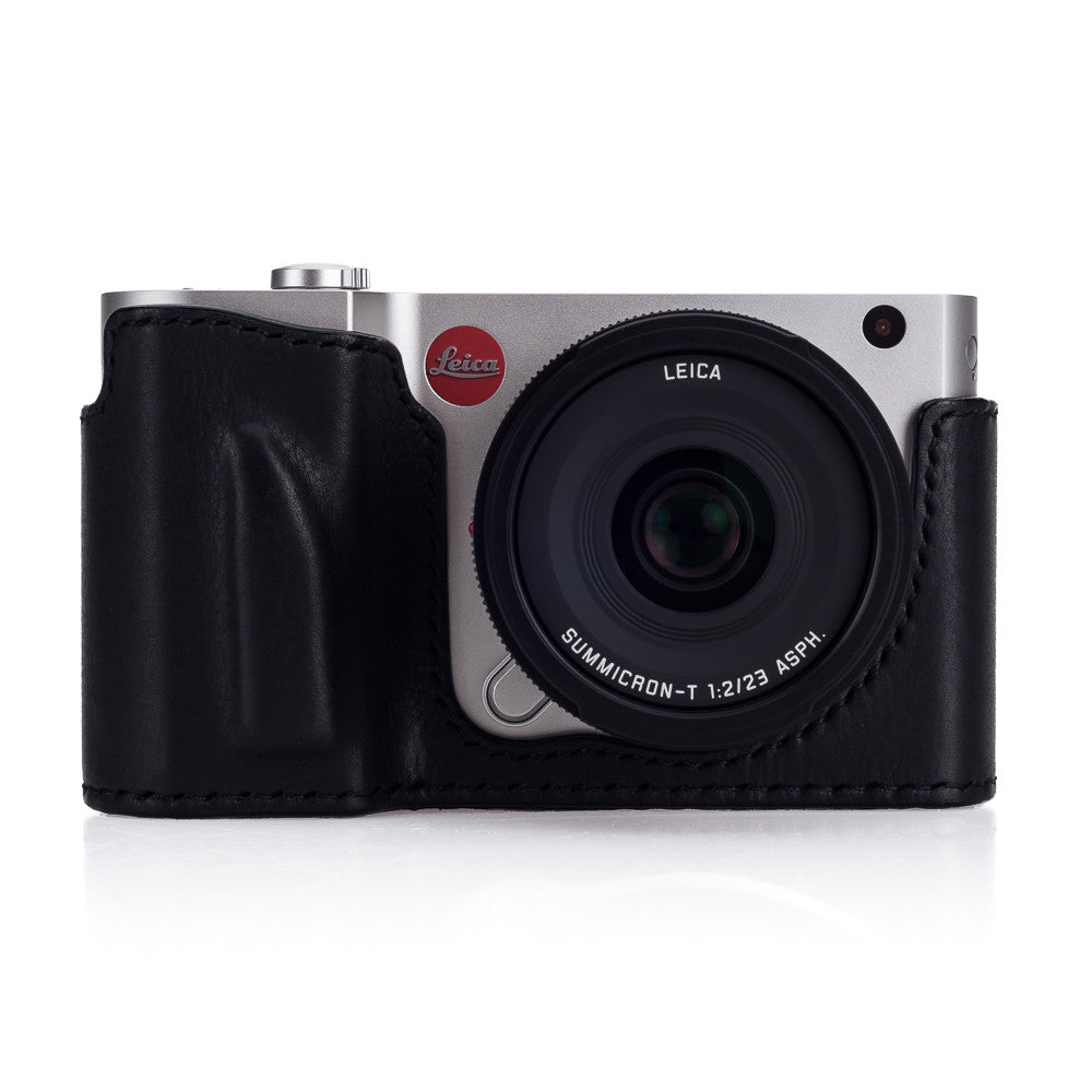 Funda semirrígida Arte di Mano para Leica TL2 - Minerva negra con costuras negras