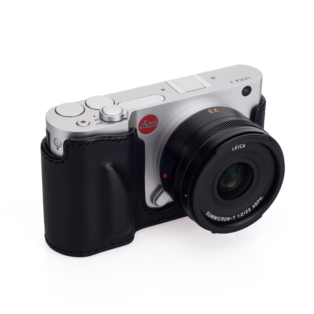 Funda semirrígida Arte di Mano para Leica TL2 - Minerva negra con costuras negras