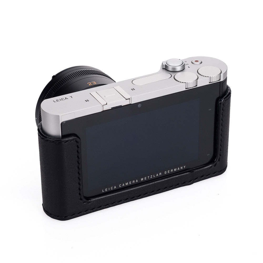 Funda semirrígida Arte di Mano para Leica TL2 - Minerva negra con costuras negras