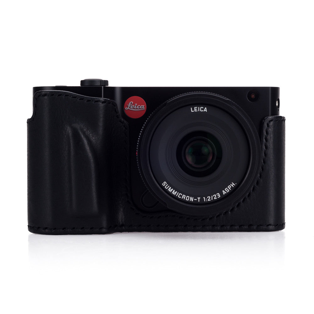 Funda semirrígida Arte di Mano para Leica TL2 - Minerva negra con costuras negras