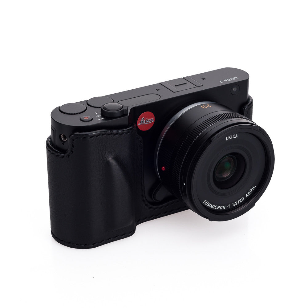 Funda semirrígida Arte di Mano para Leica TL2 - Minerva negra con costuras negras