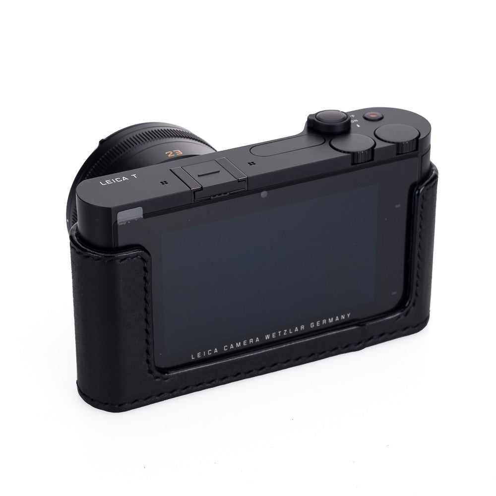 Funda semirrígida Arte di Mano para Leica TL2 - Minerva negra con costuras negras