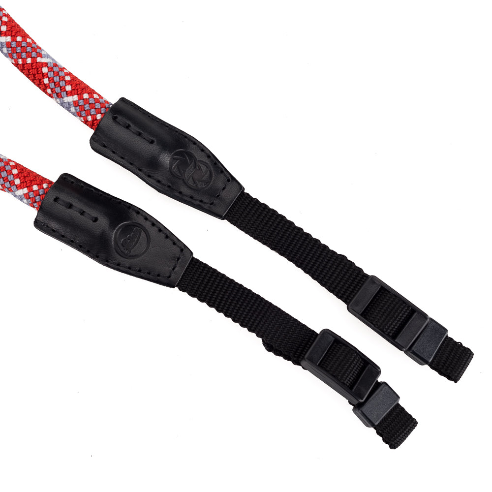 Correa de cuerda Leica de Cooph, cuadros rojos, 126 cm, estilo con lazo de nailon
