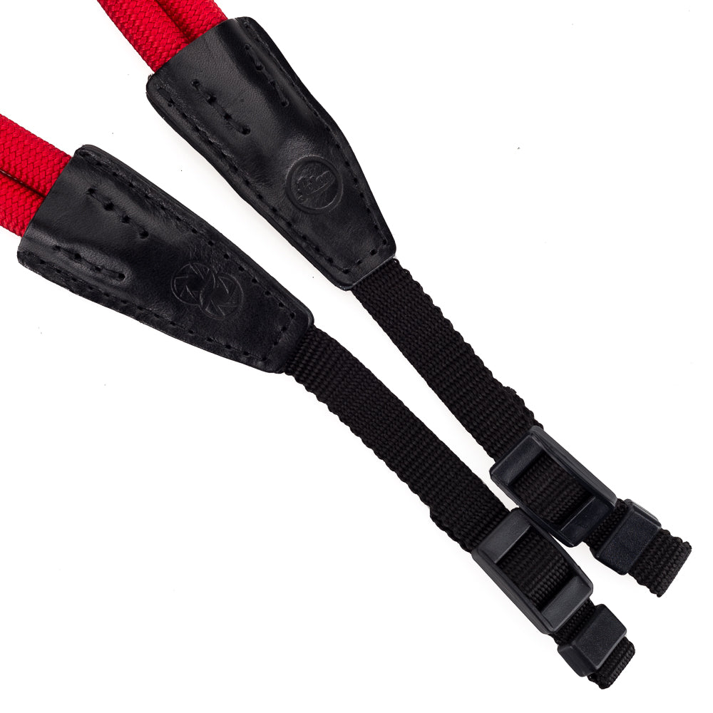 Correa doble de cuerda Leica de Cooph, roja, 100 cm, estilo de lazo de nailon