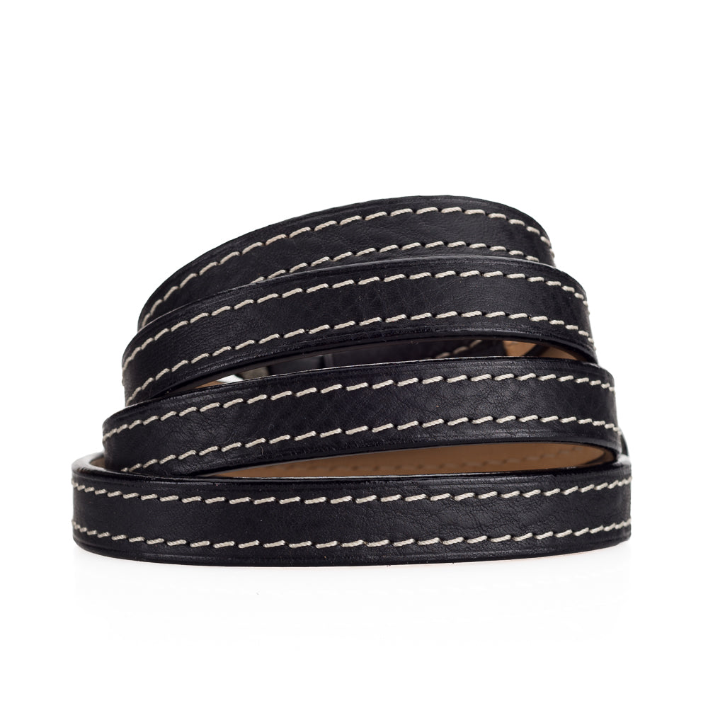 Correa para el cuello Arte di Mano Comodo, reforzada, 95 cm - Minerva negra con pespuntes blancos