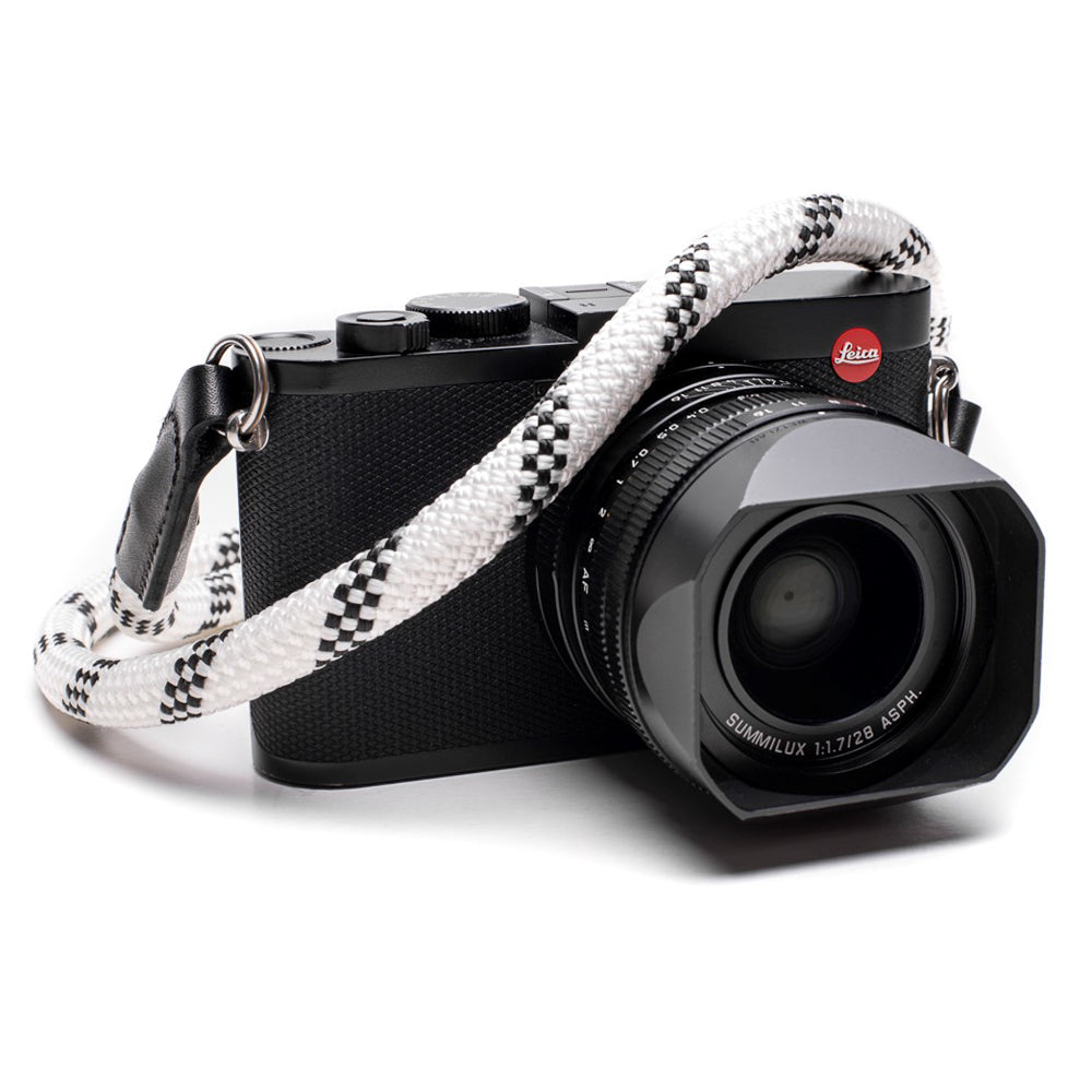 Correa Leica de cuerda, blanca y negra, 100 cm, estilo llavero