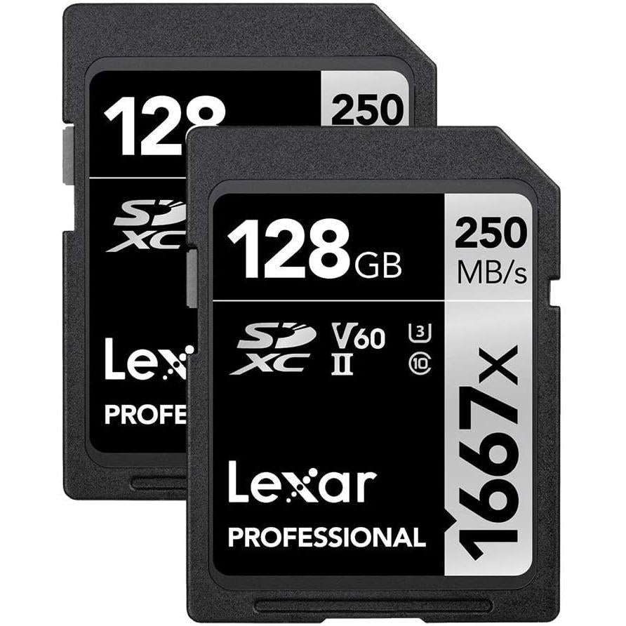 Tarjeta SDXC UHS-II Lexar Professional 1667x de 128 GB (paquete de 2)