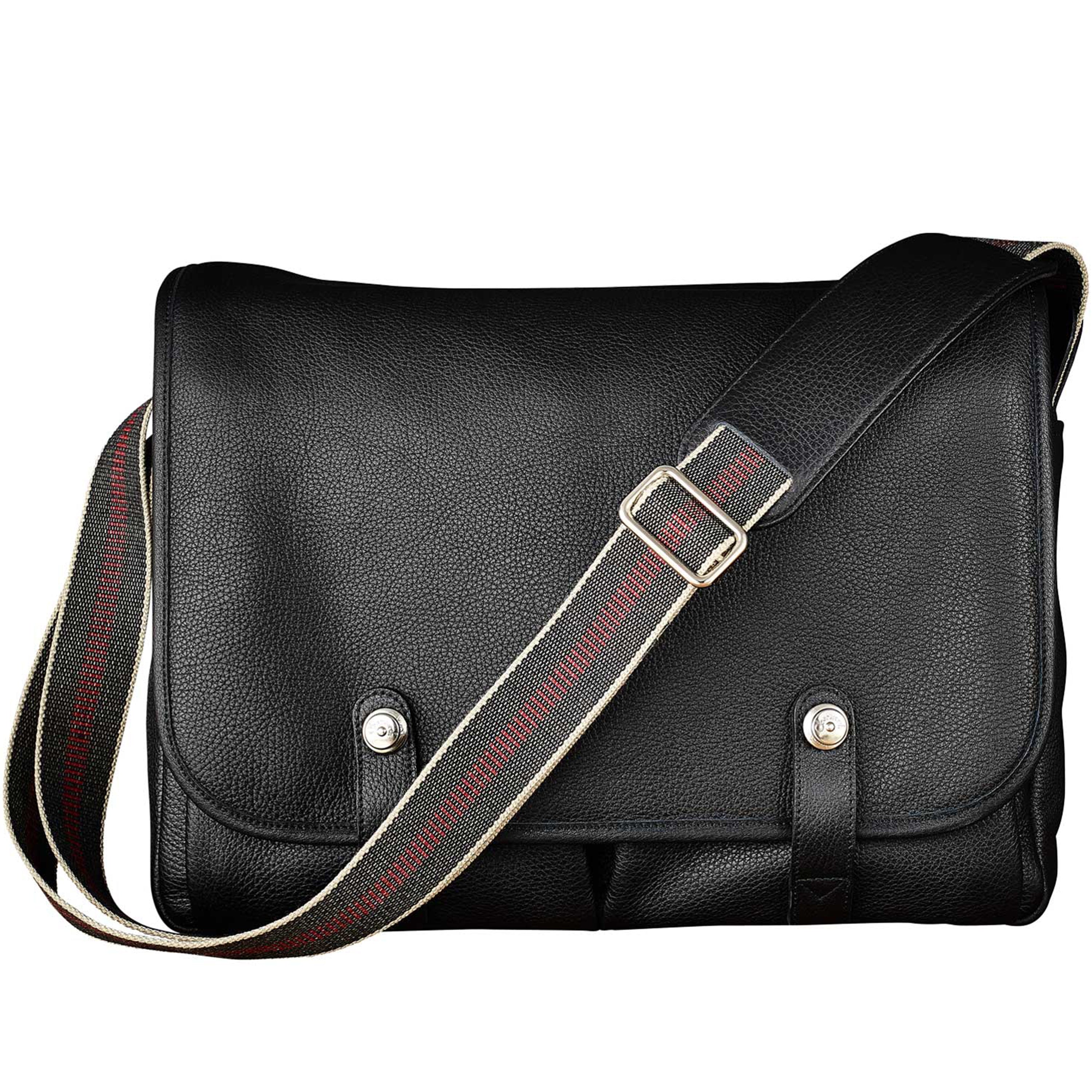 Oberwerth Richard X-Large Leather Camera/Business Bag, Black with Red Lining
