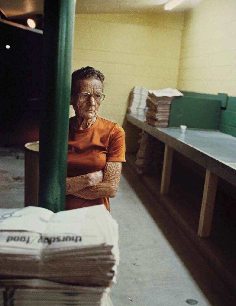 Nathan Benn - Editioned Print -  Part-time worker E.M.Souder, 72, waiting for newspapers at St. Pete Times plant, 3 a.m., St. Petersburg, 1981